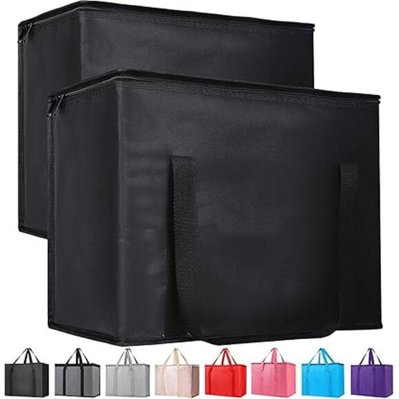 2Pack Insulated Reusable Grocery Bag with Zippered Top,X-Large Frozen Foods Cold - Picture 7 of 7
